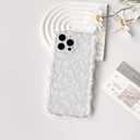 NITITOP Compatible with iPhone 12 Pro Case Curly Clear Cute Floral Flower Leaves Design for Women Girls Artistic Wavy Frame Soft TPU Shockproof Protective Full Camera Protection Cover - White