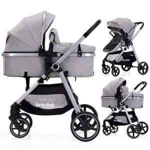 Lortsybab 2-in-1 Baby Stroller - Folding Infant Newborn Pram Stroller with Reversible Seat - Toddler Strollers for 0-36 Months Old Babies (Grey)