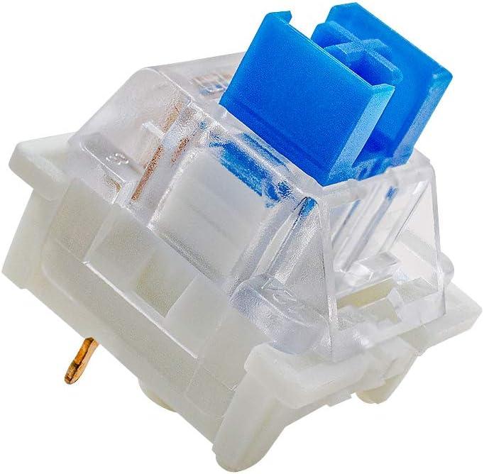 outemu Blue Switches- 65 Pack, 3-Pin Clicky Tactile 50gf Dustproof RGB Switches - MX Stem Hot-Swappale for Mechanical Keyboard-Cherry MX Compatible