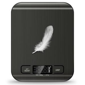 Food Scale, 11lb Kitchen Scale with 6 Units Tare Function & LCD Display, 0.05oz/1g Stainless Steel Digital Food Scale Grams and Ounces for Baking, Cooking, Dieting and Meal Prep (Black)
