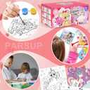 3 x PARSUP 30-Pack DIY Valentine Coloring Card Kit - Watercolor Paint Set + Brushes | Classroom Valentine Exchange Gifts, Kids Paint Party Favors, Valentines Crafts for School