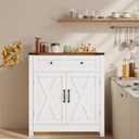 30" Coffee Bar Station, Kitchen Sideboard Buffet Cabinet with a Drawer and Adjustable Shelf, Modern Farmhouse Storage Cabinet for Kitchen, Living Room, Entryway, White