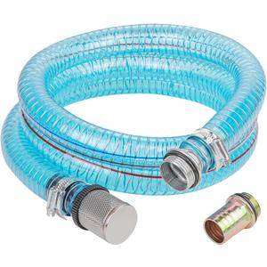 1 Inch Suction Hose for Fuel Diesel Transfer Pump, 6.5 Feet Oil Kerosene Transfer Tube with 3/4 & 1 Inch Threaded Couplings