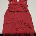 BORIFLORS Women's Sexy Ruched Bodycon Midi Dresses Square Neck Sleeveless Ruffle Hem Club Party Tank Dress, Size Small (Wine Red)