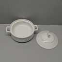 White Soup Tureen with Gold Design, Double Handle Soup Serving Bowl with Lid and Spoon Bone China Tableware,1.5L