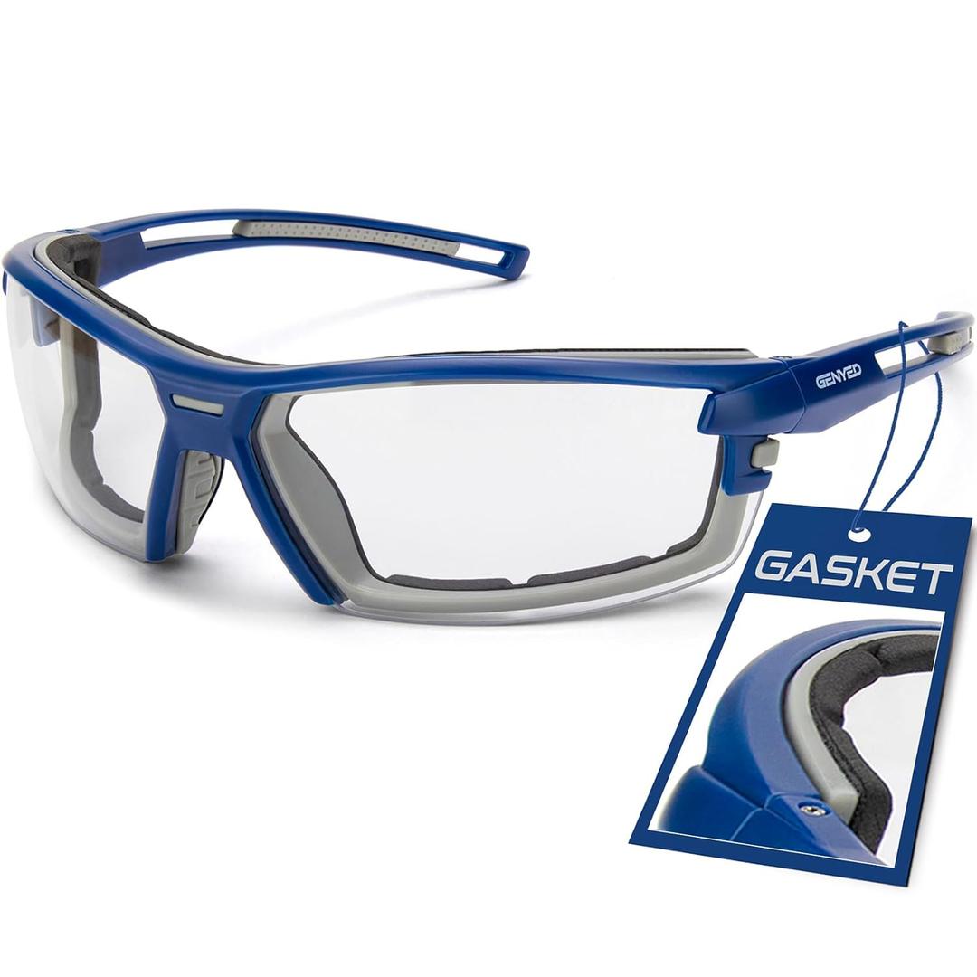 Safety Glasses ANSI Z87+ with Removable Foam Gasket, Clear Lens, Anti-Fog, Scratch-Resistant, UV400 Wraparound Protective Eyewear for Work, Construction & DIY