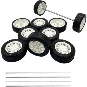 10PCS Toy Car Wheels 38mm Rubber Tire with 5PCS Shaft Round Axles for for DIY Model Toy RC Car Accessories (2.5X38MM)