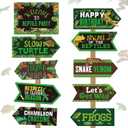 Outus 20 Pieces Reptile Birthday Party Decorations Lizard Snake Turtle Alligator Themed Directional Sign, Jungle Wild Yard Sign for Boy Girl Kid Decorations Party decor, 10 Styles