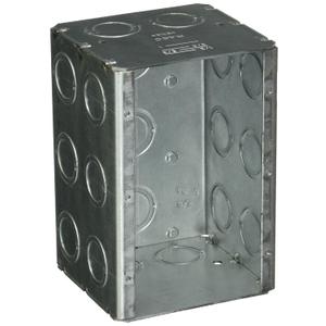 RACO 687 3-Gang Masonry Box, Nongangable, 19 Concentric KOs, Gray, 3-3/4" x 5-19/32"