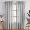 Turquoize Rod Pocket Privacy Window Treatment Panels Natural Linen Blended Sheer Curtains 84 Long Semi Sheer Curtains for Living Room Linen Textured Drapes for Bedroom (2 Panel, Dove Gray)