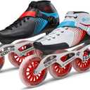 Bont GT4 Inline Speed Skates, Carbon Composite Racing Boots, 6061 T6 Aluminum Frame, Elemental 85A Wheels, ABEC5 Bearings (White/Red, 9 (110mm))