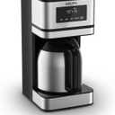 Krups Simply Brew Stainless Steel and Thermal Carafe Drip Coffee Maker 12 Cup Programmable, Customizable, Digital Display, Insulated Coffee Filter, Dishwasher Safe, Drip Free Silver and Black