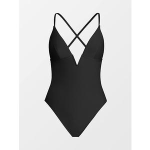 CUPSHE Women Swimsuit One Piece Bathing Suit Deep V Neck Crisscross Back Adjustable Strap
(Medium, Black)