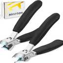 Upgrade Large Toenail Clippers for Thick Nails for Seniors Long Handle, Ultra Sharp Precision Nail Clippers for Men, Curved Wide Jaw Opening Fingernail Clippers with Catcher Nail Cutter for Women