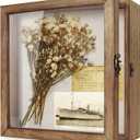 TJ.MOREE Shadow Box Display Case 11 x 11 Flowers Shadow Box Frame with Glass Window Picture Frame Wedding Bouquet Memorabilia Medals Photos Memory Box for Keepsakes - Carbonized
