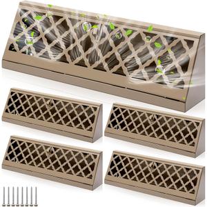 Blulu 4 Pcs 18 Inch Baseboard Register Duct Opening Size Modern Design Vent Covers for Home Floor Wall Baseboard Air Covers Supply Floor Diffuser Including Screws (Brown)