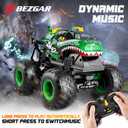 BEZGAR Monster Truck Toys - Remote Control Monster Truck with Light & Music, Dinosaur Toys for Kids, 1:20 Scale RC Truck with 360 Spins and Drifting, Remote Control Car for Boys 4-7