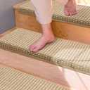 Brakki Bullnose Carpet Stair Treads, Stair Treads for Wooden Steps Indoor Runner and Pets, Non Slip Soft Edging Staircase Protectors, Washable, 29.5"x9.5"x1.5" 14pcs, Beige and Cream