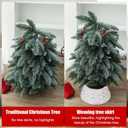 7.5-Inch Mini Christmas Tree Collar, Handcrafted Woven Hyacinth Holiday Rattan Tree Skirt Accessory-White