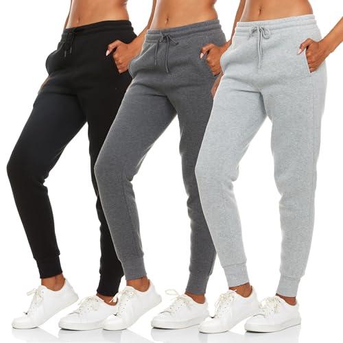 BottomLine 3 Pack Sweatpants Women, Comfortable Womens Sweatpants, Fleece Womens Joggers, XL