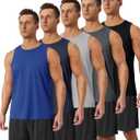 BOOJO 5 Pack Tank Tops Men - Quick Dry Moisture Wicking Summer Workout Muscle Sleeveless Shirts for Gym Beach Running, Medium
