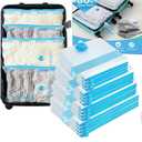 ANBIUX Vacuum Bags for Travel with Rechargeable air Pump, 16 Pack Carry-on Size Compression Packing Bags for Luggage and Suitcase, Space Saver for Clothes and Clothing Travel 16 PACK