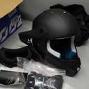 Youth Dirt Bike Helmet DOT Certified - Full Face Motorcycle Helmet for Off-Road, ATV, Street Riding, Includes Adjustable Goggles & Protective Gloves (Medium, BLACK)
