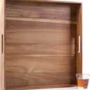 Extra Large Square Wood Tray, Generously 22" Acacia Serving Trays for Large Ottoman Coffee Table, Giant Square Shape Sofa Tray with Handles, Kitchen Organizer Storage Trays Huge Counter Serveware