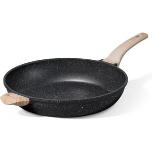 CAROTE 12.5 inch Nonstick Frying Pan Skillet,Non Stick Granite Fry Pan Egg Pan Omelet Pans, Stone Cookware Chef's Pan, PFOA Free,Induction Compatible (Black)