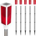 5 PCS Solar Driveway Markers, Solar Powered Driveway Lights on Poles, Outdoor Landscape Reflectors for Snow Road, Yard, Parking Lot, and Sidewalk (Red)