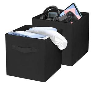 Zuihug 2 Pcs Storage Cubes, 10.5 Inch Collapsible Storage Bins, Fabric Foldable Bins for Organization, Durable Storage Bins for Closet, Shelves, Offices (Black)