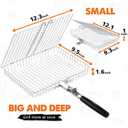 Nesting Grill Baskets, 2pcs Grilling Baskets for Outdoor with Removable Handle, Stainless Steel BBQ Camping Cooking Accessories Tools for Fish, Vegetable, Shrimp - Gifts for Men Dad Husband