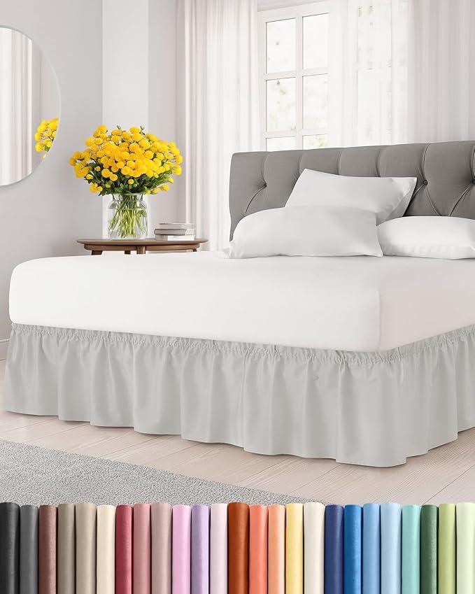 Pleated Bed Skirt Full Size - 3 Sided Pleated Bed Skirt Full - Soft, Easy Fit with 12 Inch Tailored Drop - Hotel Quality, Wrinkle Free & Fade Resistant - for Women, Men, Kids and Teens - French Grey