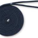 3/8 in x 15 ft Double Braided Dock Line, Navy, 12 in Eye, Durable Marine Mooring Rope for Boats, Kayaks, and Pontoons up to 27 ft, Abrasion-Resistant Finish