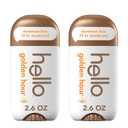 hello Golden Hour Aluminum Free Deodorant for Women and Men, 72-Hour Deodorant, Only 9 Ingredients, Baking Soda Free, Enriched with Shea Butter, Vegan, 2.6 oz Stick Deodorant (2 Pack)
