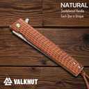 VALKNUT Damascus Pocket Knife, Handmade Hand Forged VG-10 Steel Folding Knives with Leather Sheath, 3-3/4 Inch Blade Pocket Knife for Outdoor Camping and Hunting (Sandalwood Handle)