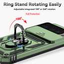 SunStory Compatible with Google Pixel 10/9 Pro XL Case with HD Screen Protector & Slide Camera Cover & Rotated Ring Kickstand, [Military-Grade] Case for Pixel 9/10 Pro XL, ArmyGreen