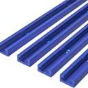 4 Pack 24" T-Track Accessories for Wood Working with Screws, Aluminum Alloy Woodworking Tools Double Cut Profile Universal T-Tracks with Predrilled Mounting Holes,Anodized Blue
