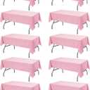 10-Pack Pink Tablecloths for Rectangle Tables, 60 x 102 Inches, Stain-Resistant Polyester Fabric for 6 Foot Tables - Washable Table Covers for Weddings, Banquets, Birthday Parties, Events