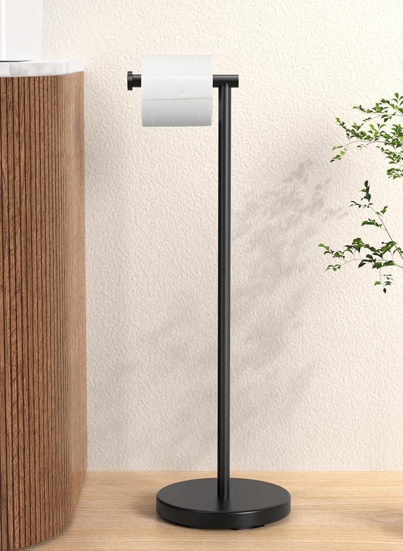 KES Toilet Paper Holder Stand with Weighted Base, 26" H (Taller Version) Free Standing Toilet Paper Roll Holder for Bathroom, Rustproof, BPH283S66-BK (Matte Black)