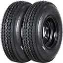 Set of 2 4.80-8 480x8 4.80x8 480-8 Trailer Tires with 8" Black Rims, 5 Lug on 4.5" Bolt Pattern, Load Range C 6PR, Heavy Duty Replacement for Utility, Boat, Camper, Cargo Trailers
