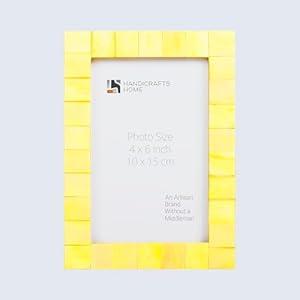 Handicrafts Home 4x6 Picture Frames - Vintage Style Wall Hanging & Desk Decor – Farmhouse Photo Frames Ideal for Living Room, Office & Home Decor Picture Frame for Family Pictures & Wall Decor, Yellow