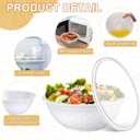 36 Pack 32 oz White Disposable Plastic Bowls with Lids Large Plastic Salad Bowls Stackable Serving Soup Dinnerware for Snack Fruit Candy Dinner Birthday Wedding Holiday Party Supplies, 946.24 ml/ 32 oz