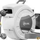 SILVEL Retractable Garden Hose Reel, 1/2 in x 110ft Wall Mount Heavy Duty Automatic Hose Reel with 10 Pattern Nozzle, Any Length Lock & Slow Return System, 180Swivel Bracket Upgraded UV Resistant