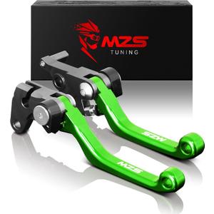 MZS Green Dirt Bike Brake Clutch Levers Pivot Adjustable CNC Compatible with KLX125 10-16 / KLX250 KLX250S KLX250SF 08-20 / KLX230 20-22 / KLX230R 20-23 / KLX300 KLX300SM 22-23 / KLE300 Z125 17-22