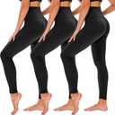 TNNZEET 3 Pack Leggings for Women - Black Tummy Control High Waisted Soft Yoga Pants for Workout Gym Running with Pockets (Small-Medium, Black/Black/Black)