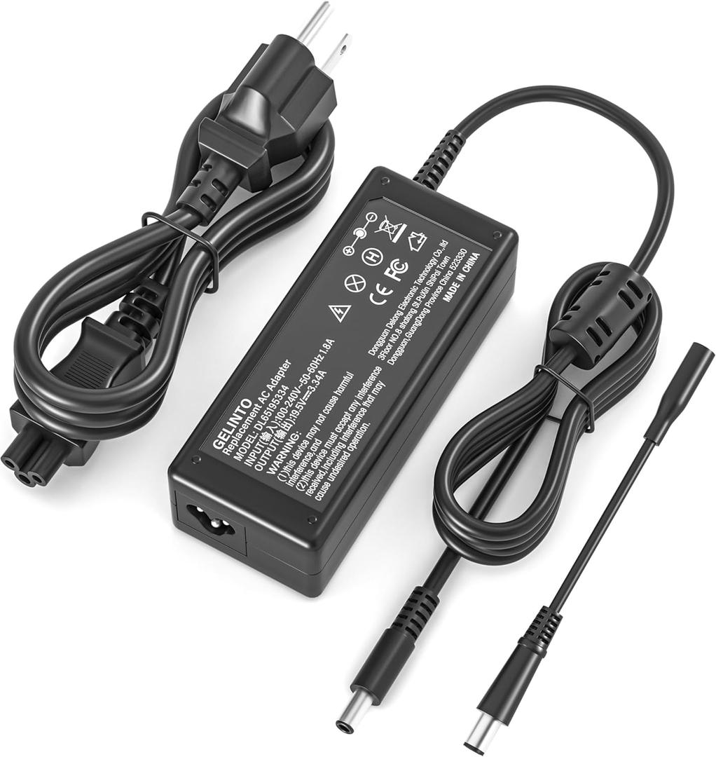 Laptop Charger for Dell Inspiron 13 14 15 5000 7000 3501 3505 3502 3593 5502 5406 5515 5100 5505 7300 7400 Vostro 5301 5402 AC Adapter Power Supply Cord 65W 19.5V 3.34A