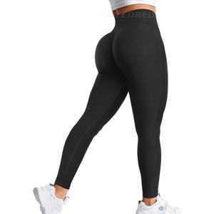 YEOREO Amplify Leggings for Women Seamless Scrunch Leggings Butt Lifting Gym High Waisted Athletic Leggings (Small, Black Marl)