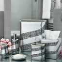 Creative Scents Silver Mosaic Bathroom Accessories Set Complete - 6 Piece Bathroom Set Includes: Bathroom Trash Can, Tissue Cover, Soap Dispenser, Toothbrush Holder, Tumbler & Soap Dish