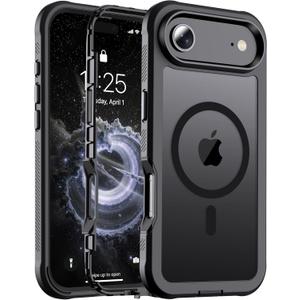 Magnetic for iPhone Air Case, [Compatible with MagSafe][Military Grade Drop Protection][Heavy Duty Protection][Non-Slip][Shockproof] 2-Layer Durable Bumper Phone Case 6.5''-Black
